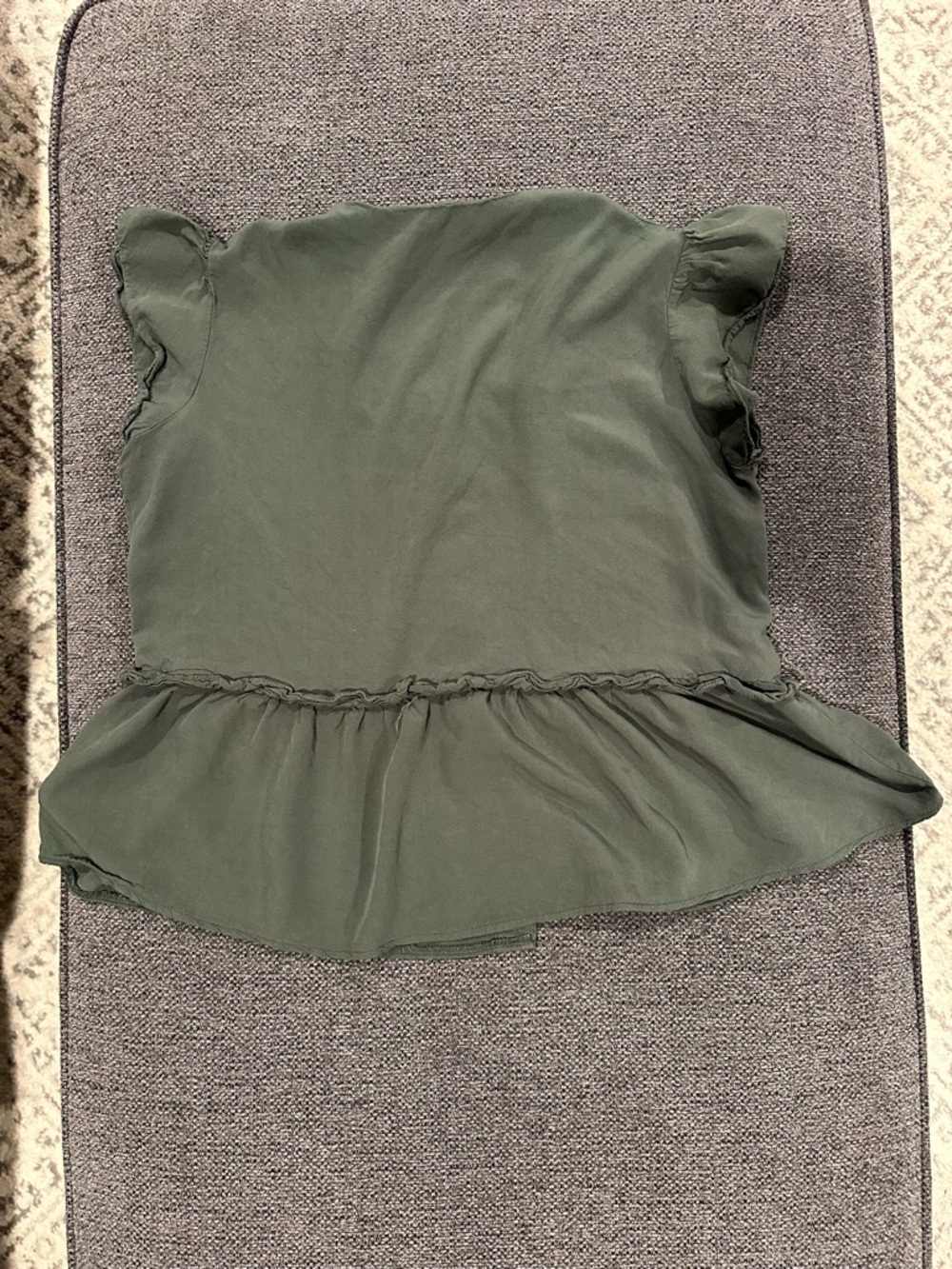 Women’s Olive Green V-Neck Ruffle Button-Front Top - Picture 2 of 2
